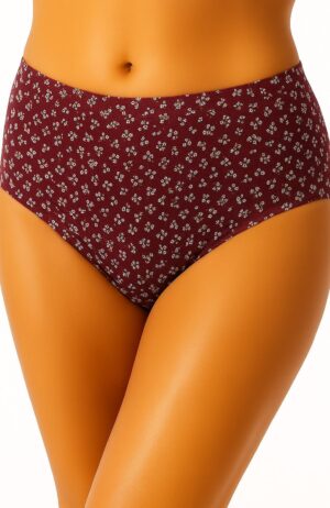 Maroon Ditsy Mid 3-Pc Mid Waist Brief Set